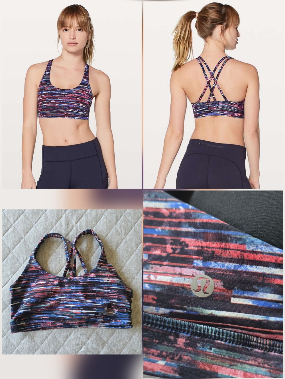 Lululemon Energy Bra Size 10 Hinshu AlpineWhite Multi